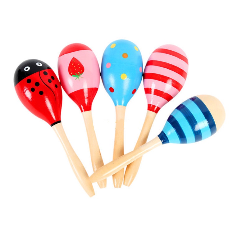 WE Baby Maracas Kayu Mainan Kerincingan Kayu Bayi Wooden Rattle Marakas Kayu Genggam