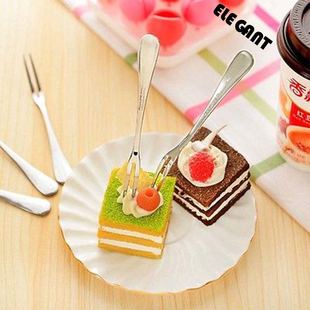 [Elegan] Sendok Garpu Meja Dapur Kue Buah Halus Salad Makanan Ringan Garpu 2pcs Cutlery Set Fork Cutlery Dessert Handmade Stainless Steel