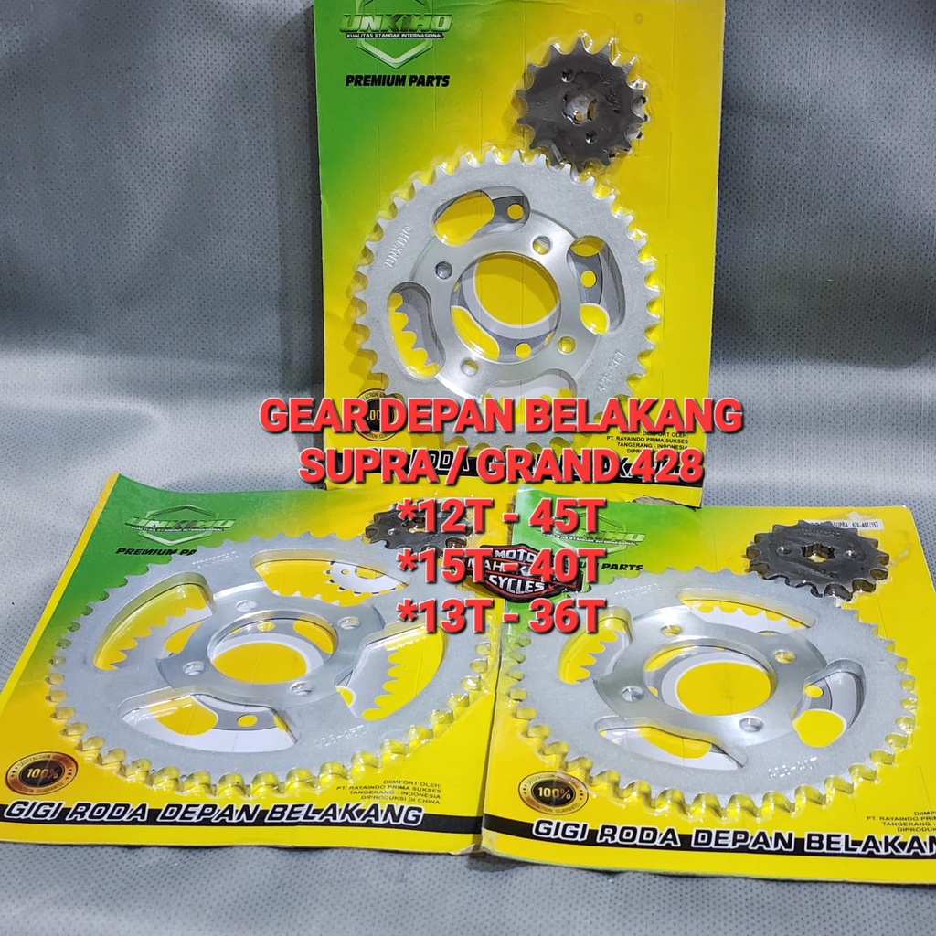 GIR SET GRAND DEPAN BELAKANG SUPRA X 428 36T 40T 45T GEAR PRESS HONDA WIN