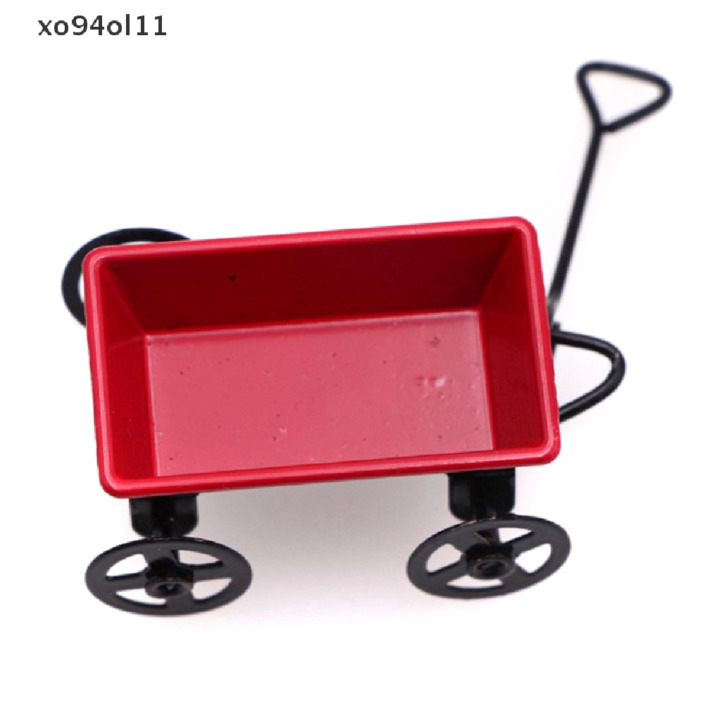 Xo Keranjang Penarik Kecil Metal Merah1: 12mini Lucu Rumah Boneka Mainan Hadiah Ornamen Miniatur Taman Furniture Accessorie OL