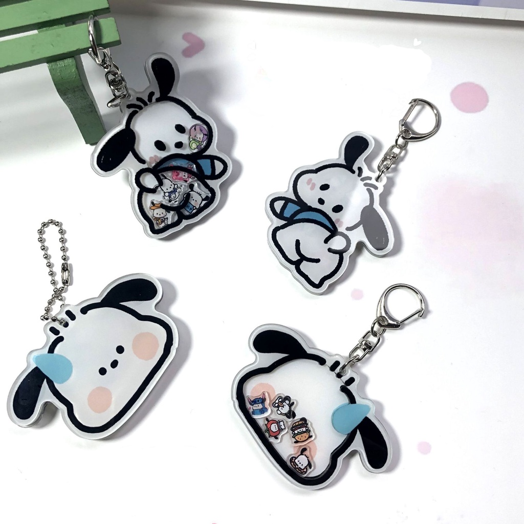 Ins Puppy Gantungan Kunci Kartun Akrilik Liontin Untuk Siswa Pensil Tas Sekolah Dekorasi Kawaii Litte Dog Key Chain