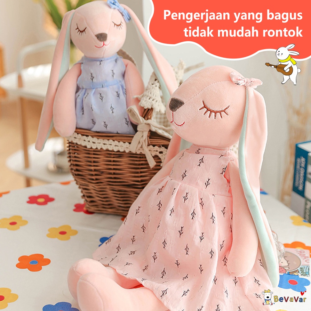 BEVAVAR Boneka Kelinci Telinga Panjang Tarik Newborn / Mainan Boneka Tidur Bayi Perempuan Laki Laki