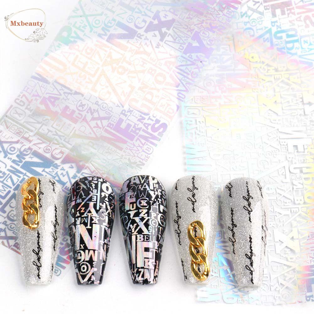 Mxbeauty Stiker Kuku Laser Fashion 10 Pcs Bunga Nail Art Dekorasi Manicure Garis Geometris Transfer Air Stiker