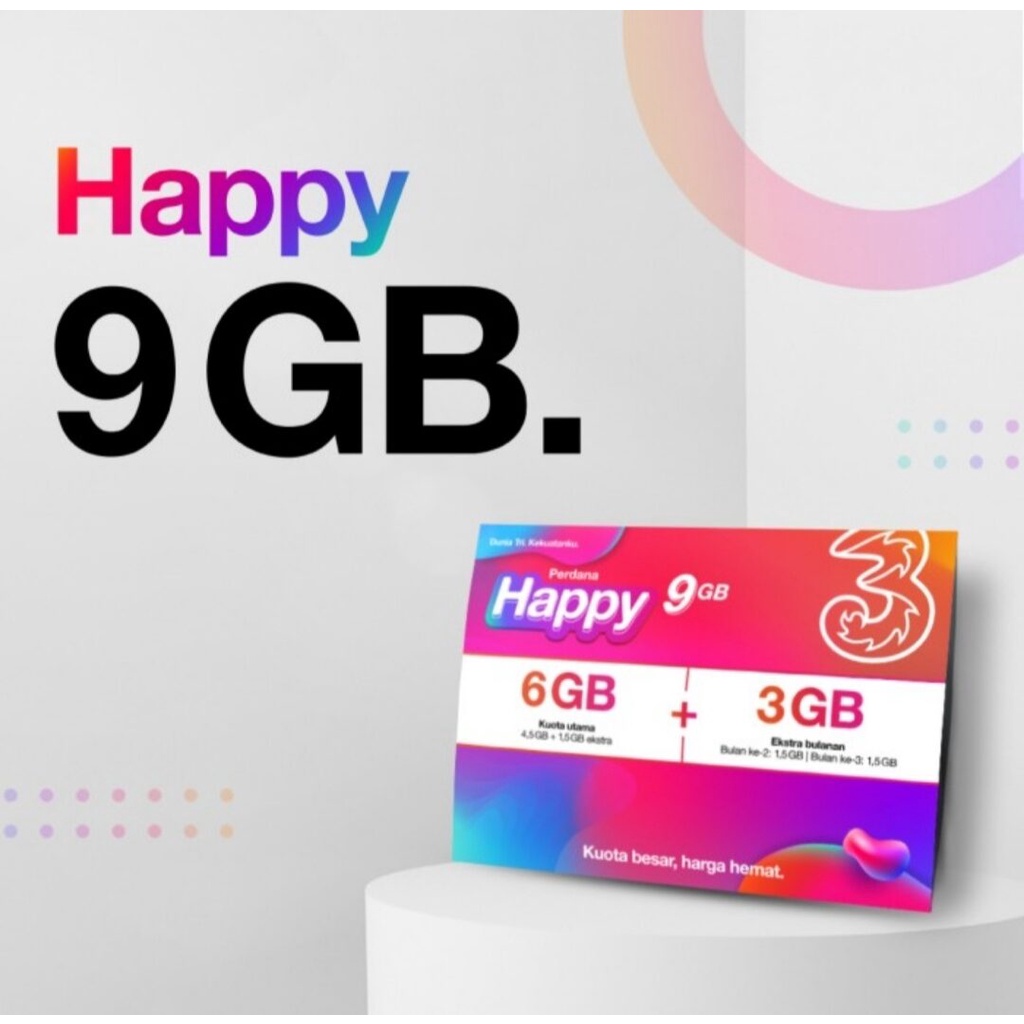 KARTU PERDANA TRI HAPPY 9GB HARGA GROSIR MURAH