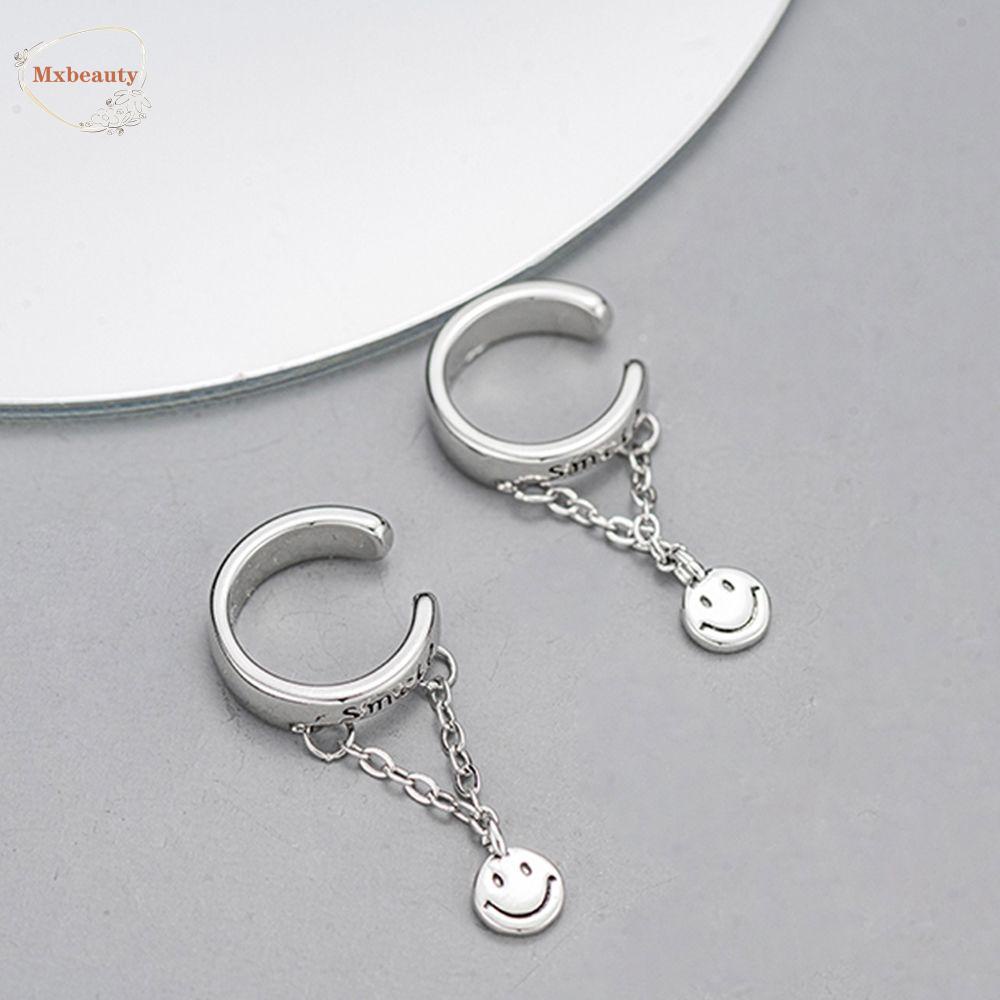 Mxbeauty Wanita Anting Street Wear Retro Smiley Face Pesta Desain Fashion Temperamen Telinga Klip