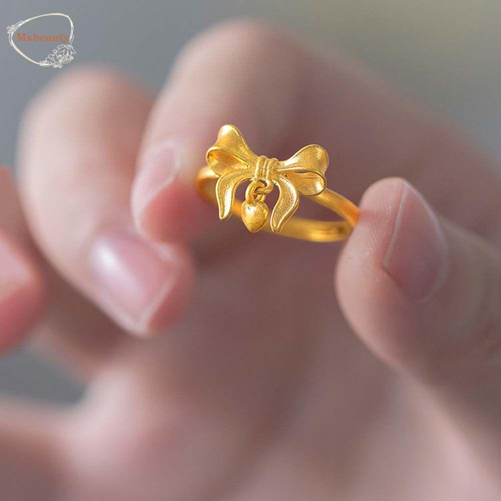 Mxbeauty Wanita Pembukaan Cincin Elegan Temperamen Gadis Hadiah Pertunangan Pernikahan Aksesoris Warna Emas Cinta Berbentuk Jari Rings