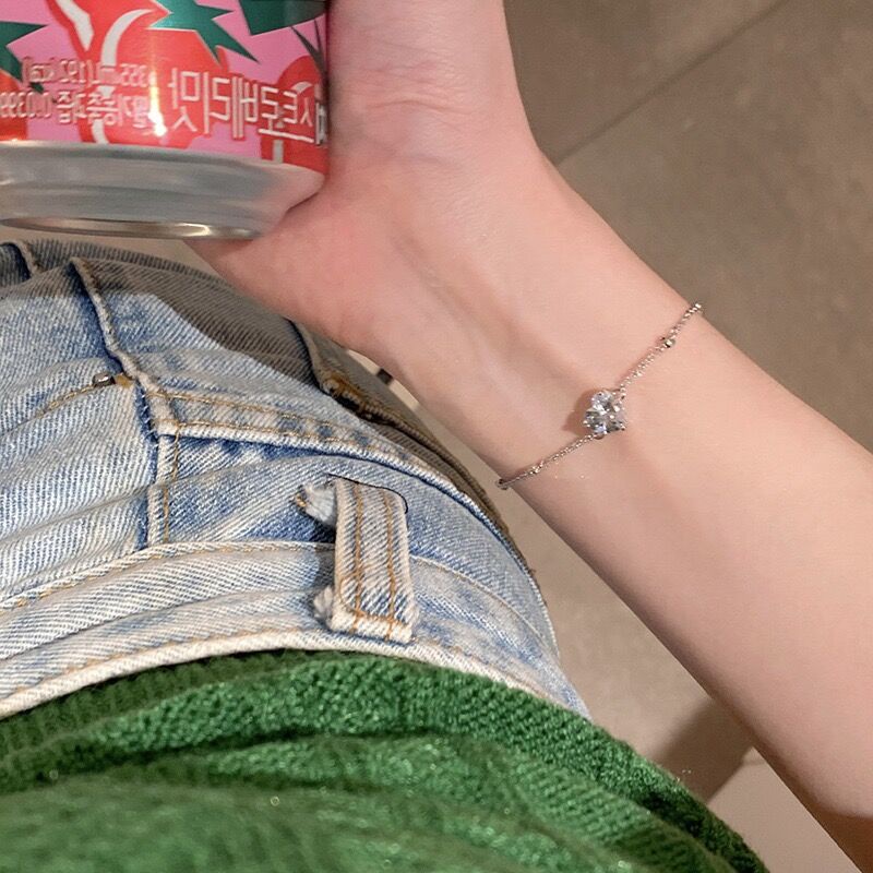 Yeezii Sederhana Zirkon Gelang Perak Untuk Wanita Hati Rantai Bracelets Aksesoris Perhiasan