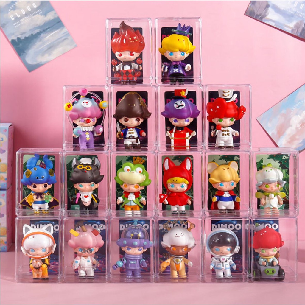 1pc Mini Action Figure Akrilik Case DIY Luminous Light Mainan Boneka Organizer Transparan Solid Stackable Kotak Penyimpanan Tahan Debu Koleksi Showcase Blind Box Display Stand