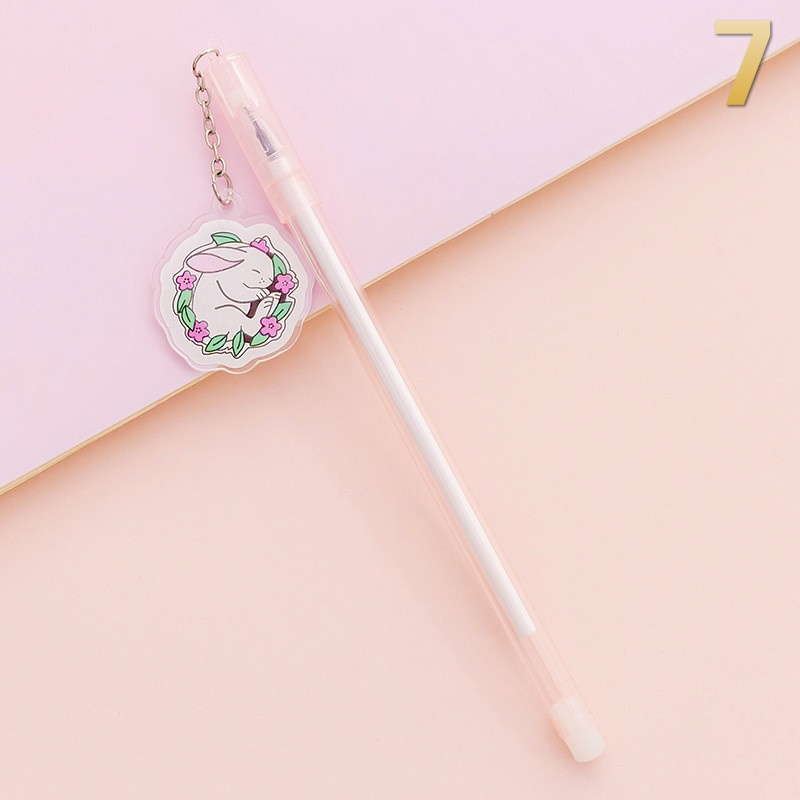 2pcs/pack Gaya Korea Lucu Sakura Kucing Kelinci Liontin Gel Pen Pena Hitam Netral Untuk Perlengkapan Kantor Sekolah Stationary