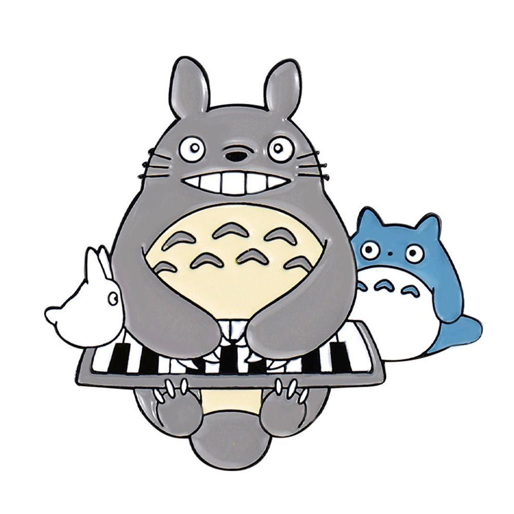 Mxbeauty Totoro Orchestra Bros Sweater Aksesoris Kartun Kasual Piano Cello Gadis Hadiah Saxophone Alloy Lapel Pin Aksesori Pakaian