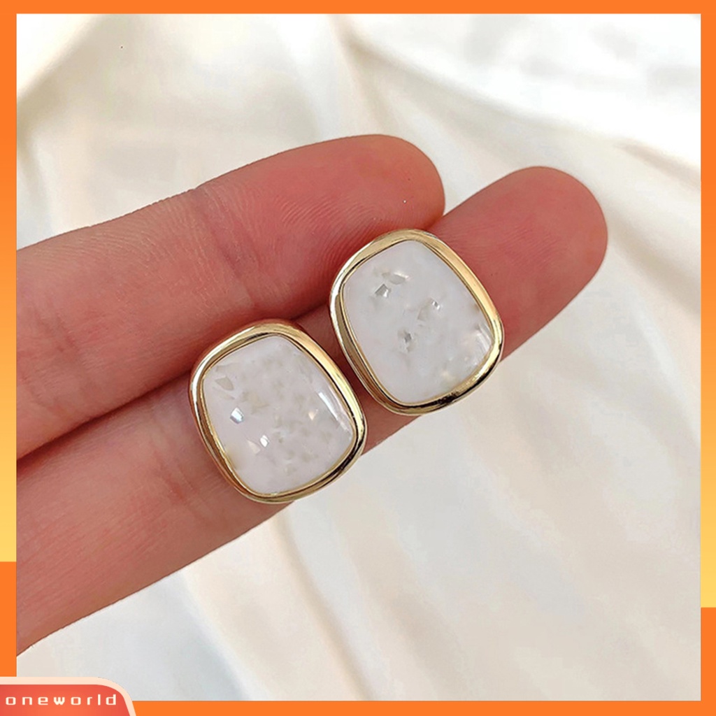 [EONE] 1pasang Stud Earrings Eye-catching Geometris Enamel Dipoles Shiny Hias Alloy Wanita Sparkly Geometric Earrings Pakaian Sehari-Hari