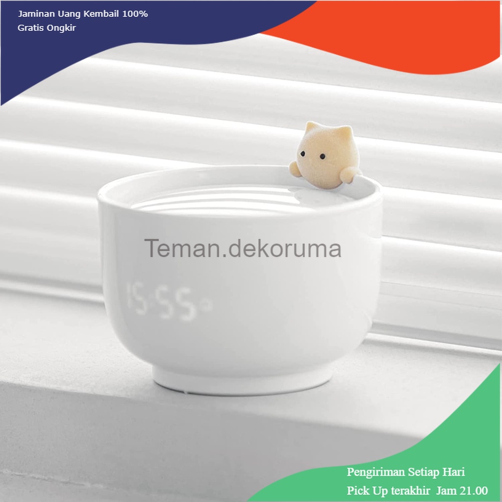 TD - RTG NUZYZ Jam Alarm Digital Mangkuk Kucing LED Night Light USB 1500mAh - 217