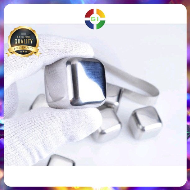 Es Batu Instant Anti Cair Reusable Stainless Steel Ice Cub 4 Pcs No Color