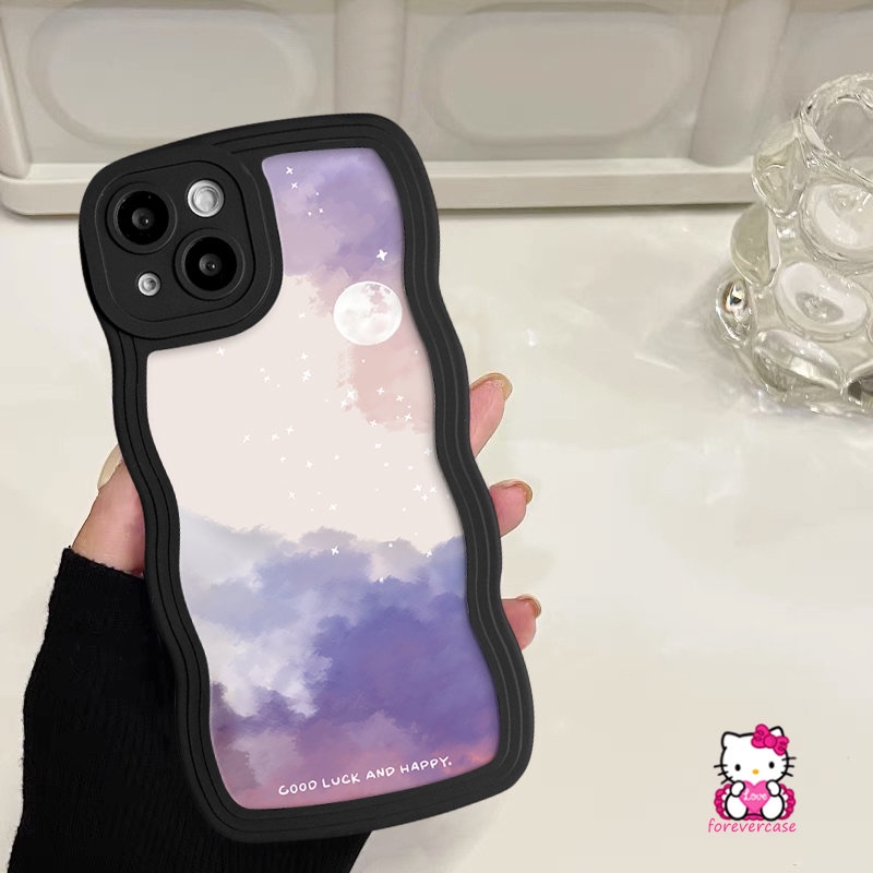 Soft Case Tepi Bergelombang Untuk Samsung A23 A04s A12 A30s A03s A50 A33 A20 A14 A73 A13 A21s A11 A51 A53 M32 A31 A04 A02s A50s A52s A32 A22 M22 A52 A04E Fantasi Langit Berbintang Bulan Cover