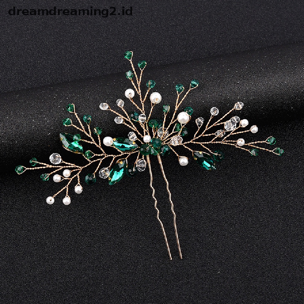 (dream) Fashion Menawan Berlian Imitasi Hijau Sisir Rambut Untuk Wanita Tiara Aksesoris Rambut Bridal Pesta Pernikahan Hiasan Kepala Headwear Hair Clip//