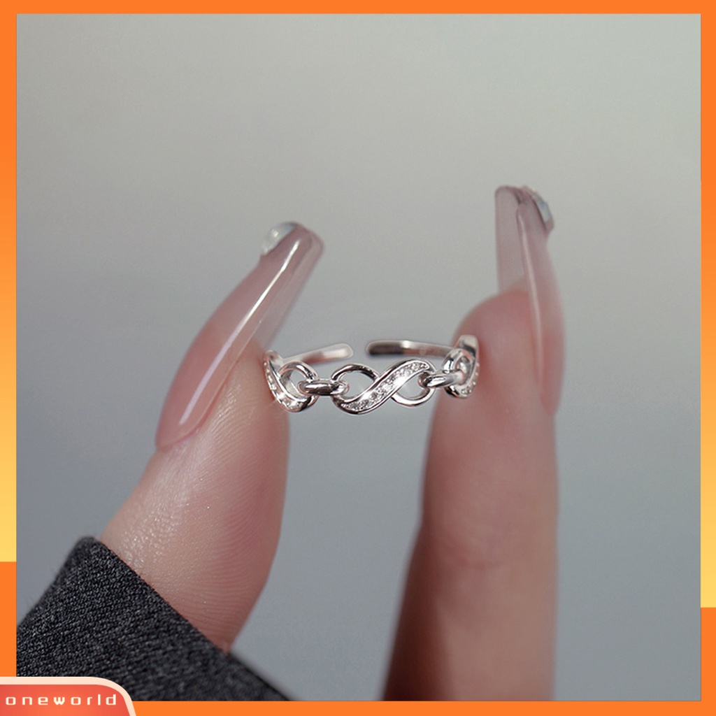 [EONE] Wanita Cincin Berongga-out Berlian Imitasi Mengkilap Hias Berkilau Pembukaan Yang Dapat Disesuaikan Dekoratif Hadiah Nomor8 Infinity Cinta Jari Cincin Perhiasan Fashion Untuk Hari Kasih Sayang