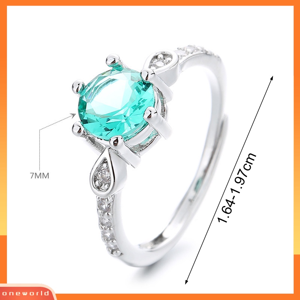 [EONE] Wanita Cincin Tetesan Air Enam Cakar Shiny Cubic Zirconia Sparkling Adjustable Opening Dress Up Hadiah Faux Gemstone Finger Ring Wedding Band Perhiasan Aksesori Fashion