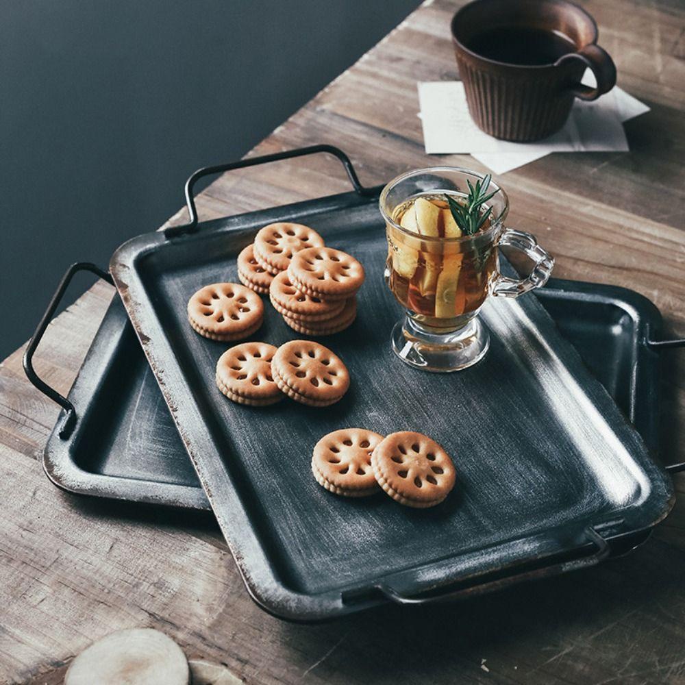 Nickolas1 Nampan Penyimpanan Unik Retro Dapur Dekorasi Rumah Metal Photography Props Bread Plate