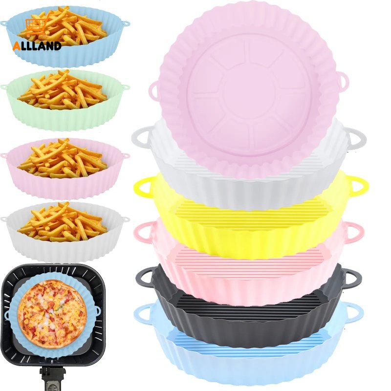 Reusable Ramah Lingkungan Silicone Grill Pan/Air Fryers Oven Baking Tray Untuk Pizza Fried Chicken Making Kitchen Bakeware