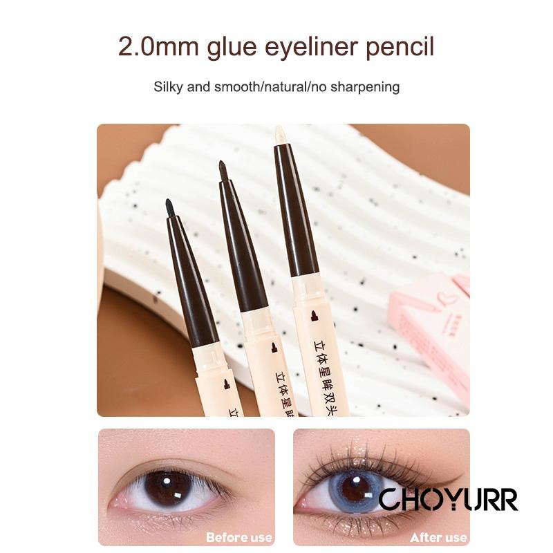 【COD】2 In 1 Lying Silkworm Pen / Eyeliner Brown Black Double Head Waterproof Tahan Lama -CH