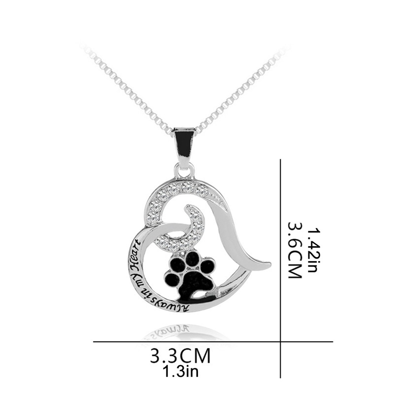 Pesona Berongga Bentuk Hati Kalung Untuk Wanita Gadis Pecinta Hewan Peliharaan Berlian Imitasi Kucing Anjing Paw Tapak Liontin Kalung Perhiasan Hadiah