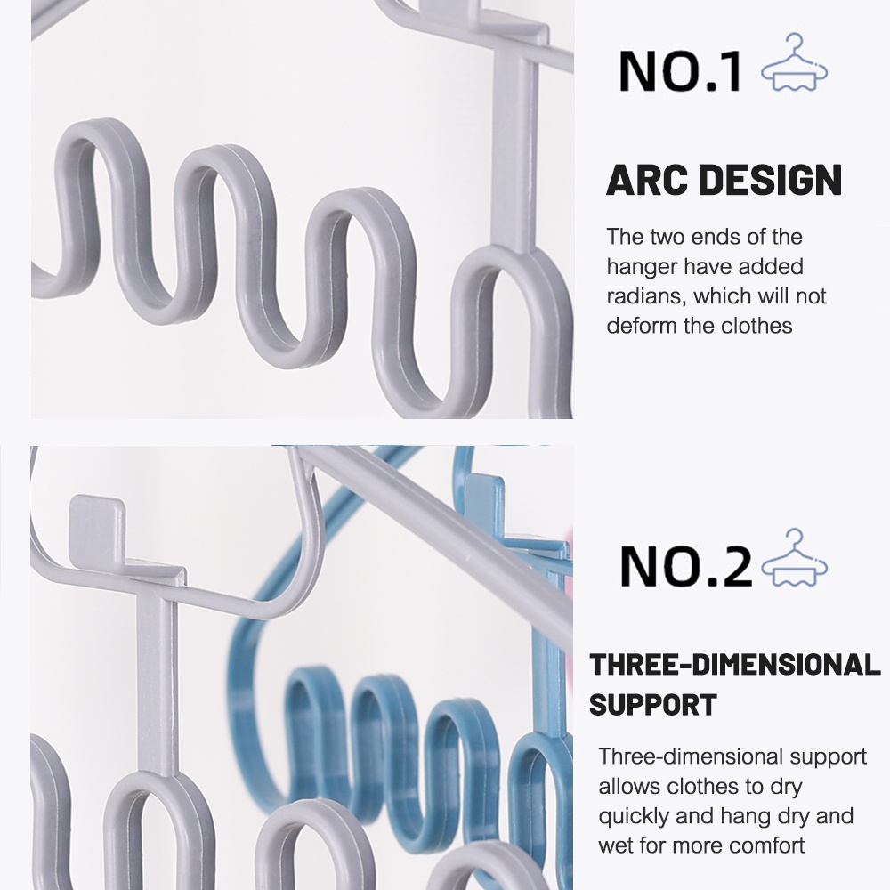 Tahan Angin Penyimpanan Lemari Pakaian Kreatif Memegang Pengeringan Pemegang Menebal Hemat Ruang Desain Gelombang Rak Pakaian Multifungsi Dapat Ditumpuk Multi-port Dukungan Gantungan Baju