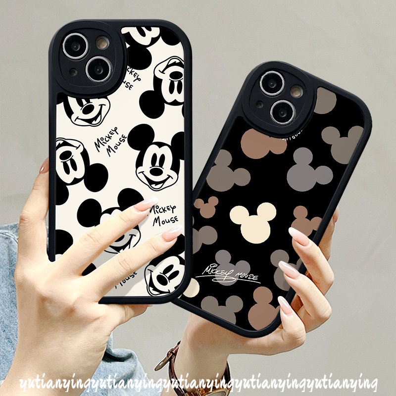 IPHONE Fashion Couple Shockporoof Kartun Disney Case Kompatibel Untuk Iphone11 12 13 14 Pro Max 6s 8 7 6 Plus X XR XS Max SE 2020 Indah Mickey Mouse Lembut Tpu Cover