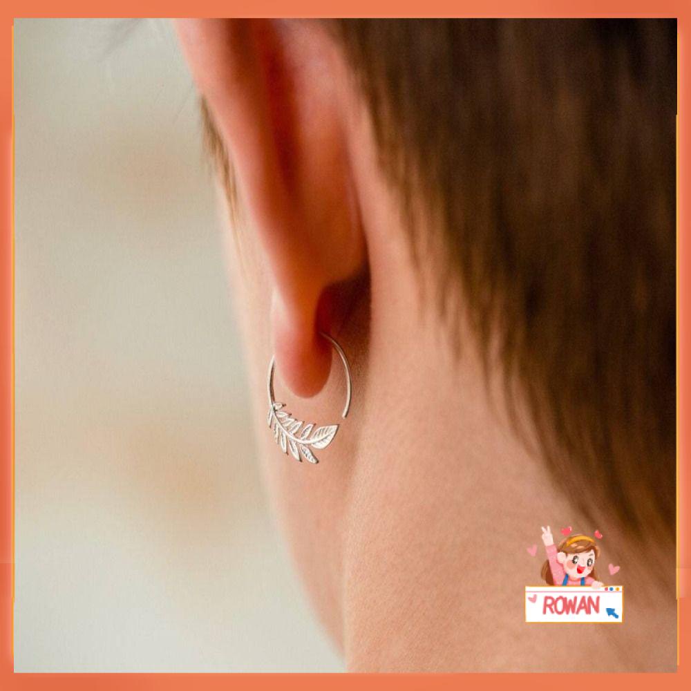 R-flower Tiny Leaf Ear Hoop New Fashion Pesta Untuk Wanita Gadis Anting Daun