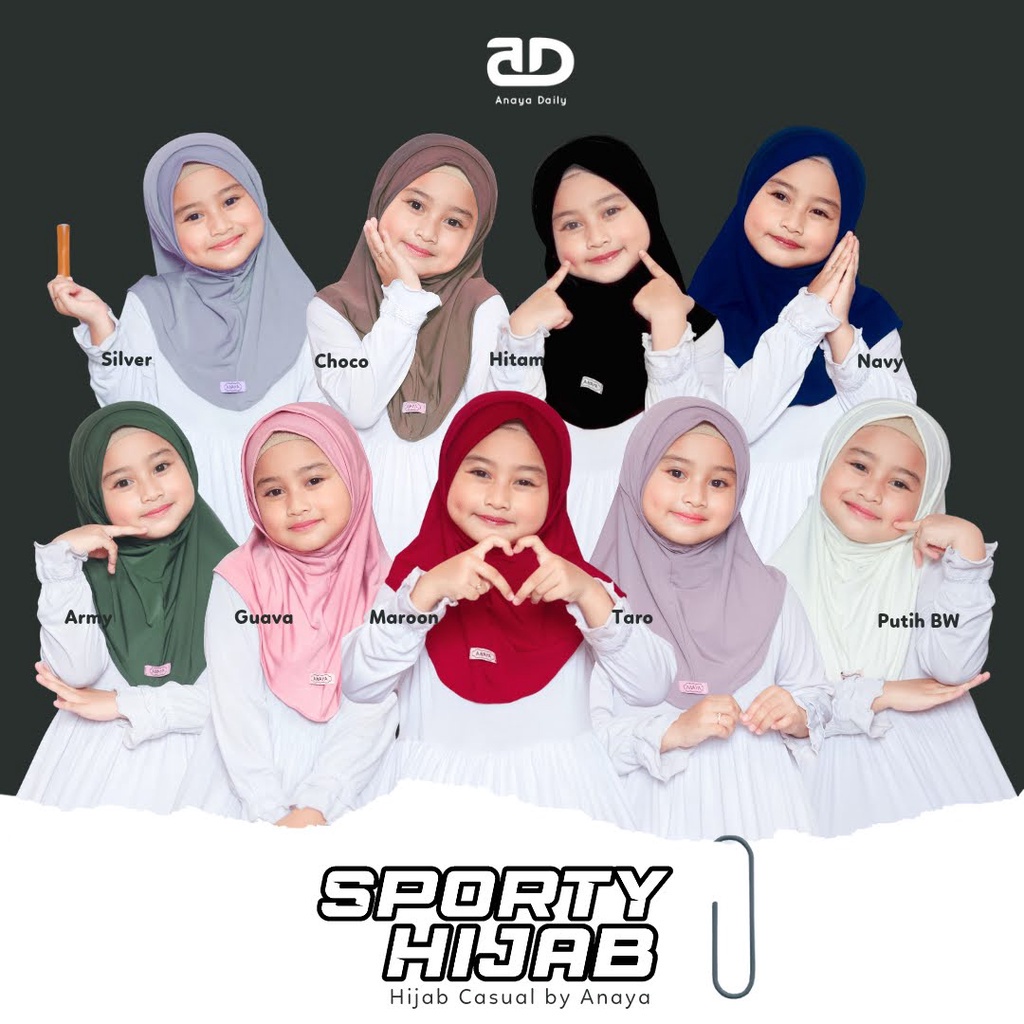 ANAYA - HIJAB SPORTY olahraga lubang masker ANAK MOM