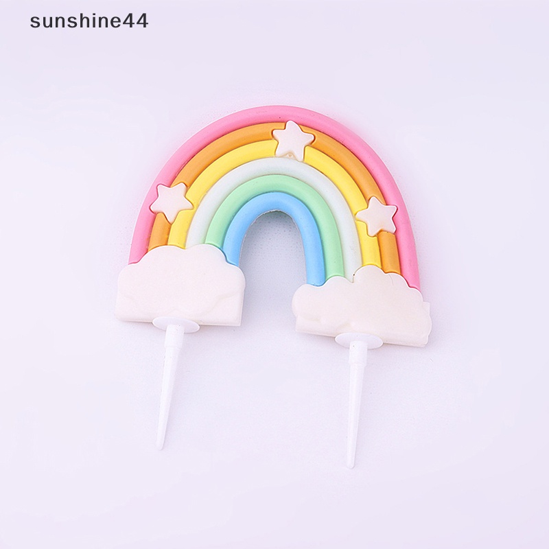 Sunshine Rain Dekorasi Kue Ulang Tahun Lucu Kartun Rain Cake Toppers Anak Perempuan Happy Rain Cloud Unicorn Birthday Cupcake Decor ID