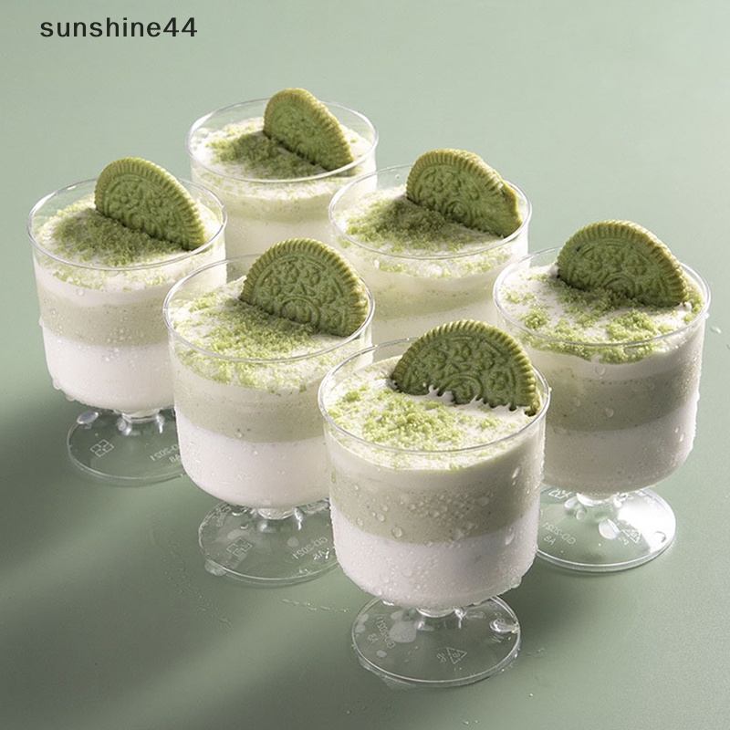 Sunshine 10pcs Disposable Mousse Cake Jelly Party Dessert Cup Gelas Dessert Anggur Bening ID