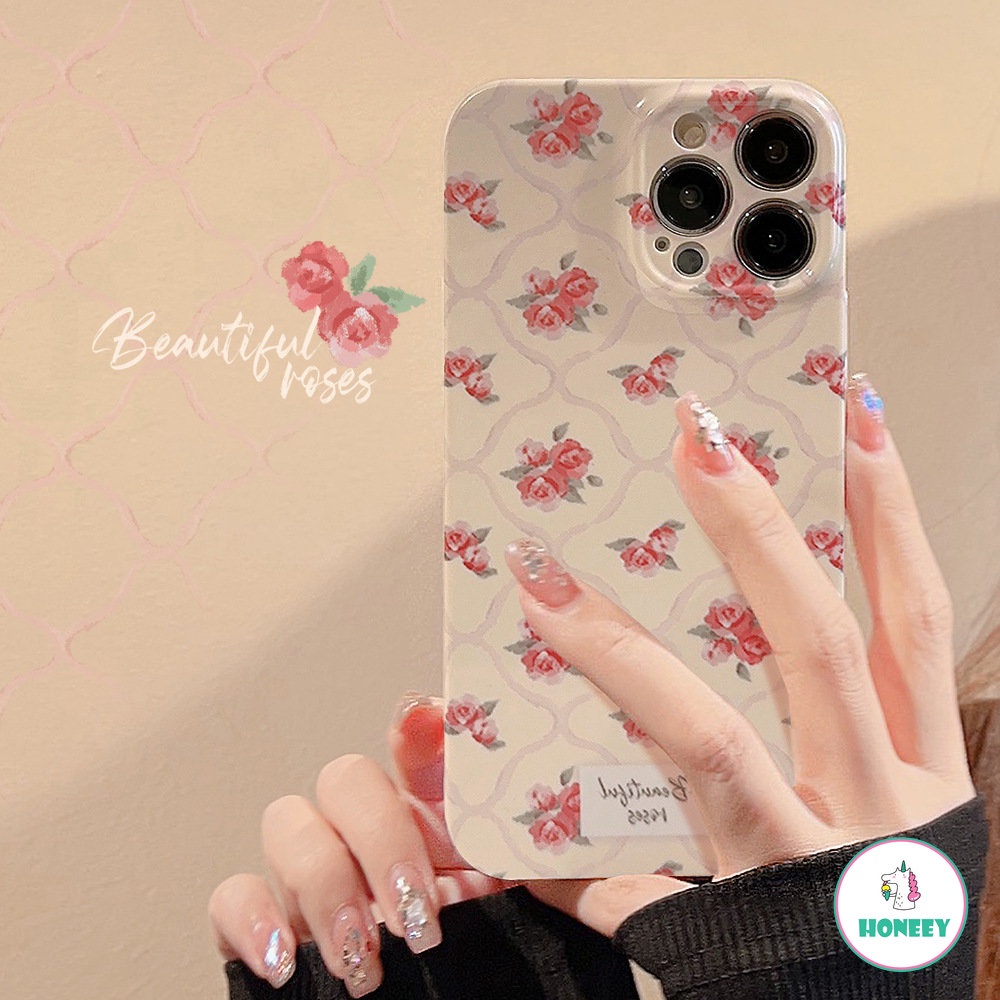 IPHONE Retro Bunga Mawar Gadis Manis Film Glossy Kartun Casing Ponsel Untuk Iphone14 13 12 11 Pro Max Xr Xs7 8 14 Plus Case Cute Cover