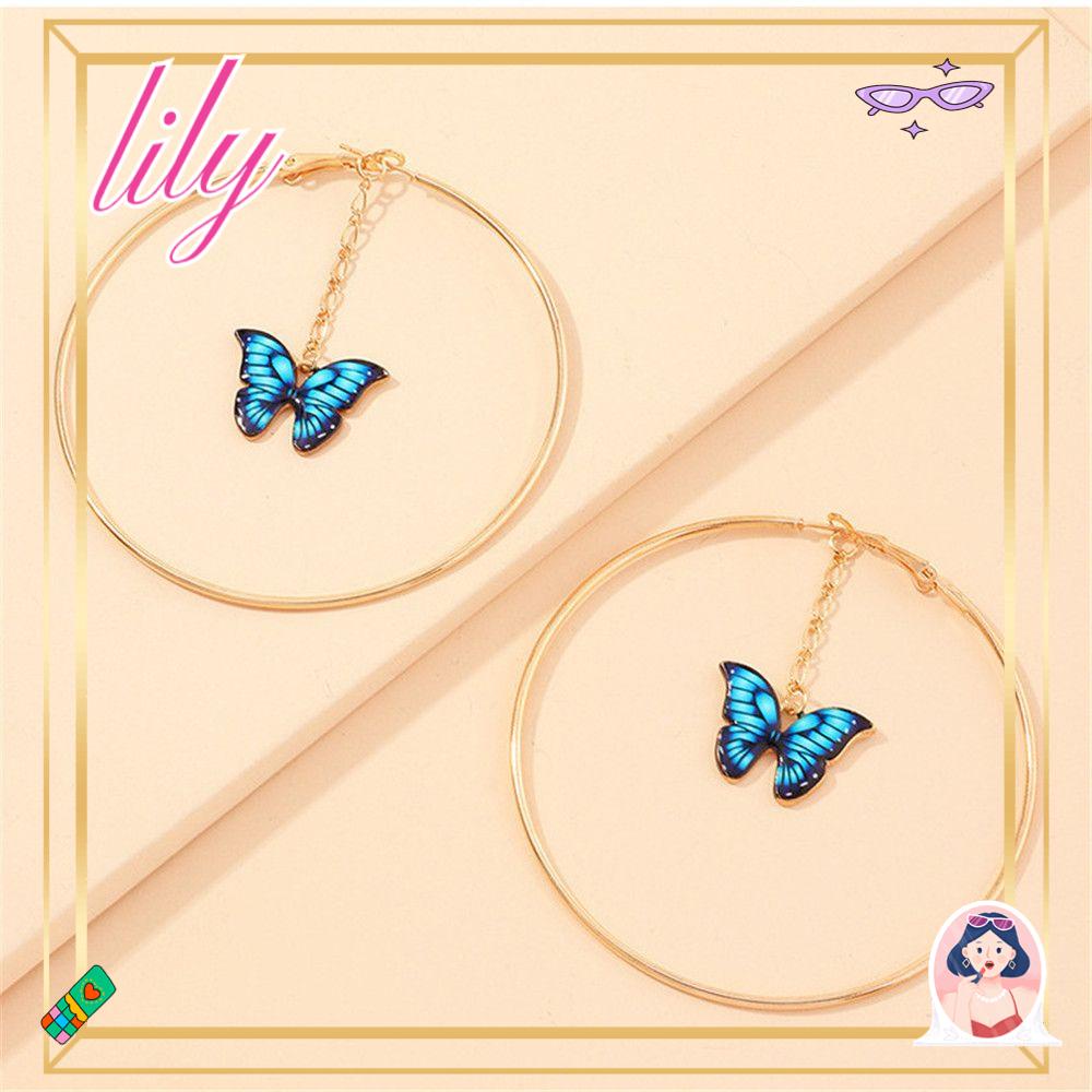 Lily Hoop Earrings Hadiah Perhiasan Fashion Anting Kupu-Kupu