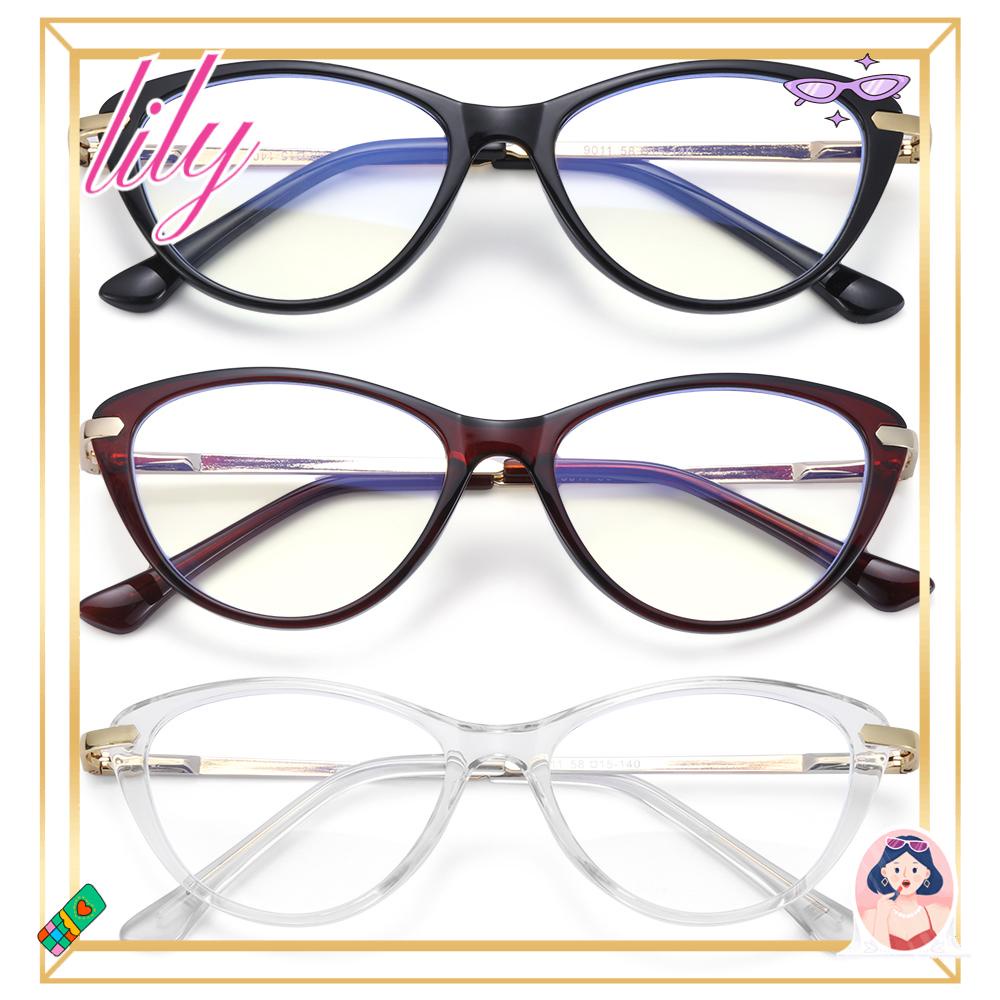 Lily Blue Light Blocking Kacamata Wanita &amp; Pria Baca Gaming Oval Frame Eyeglasses