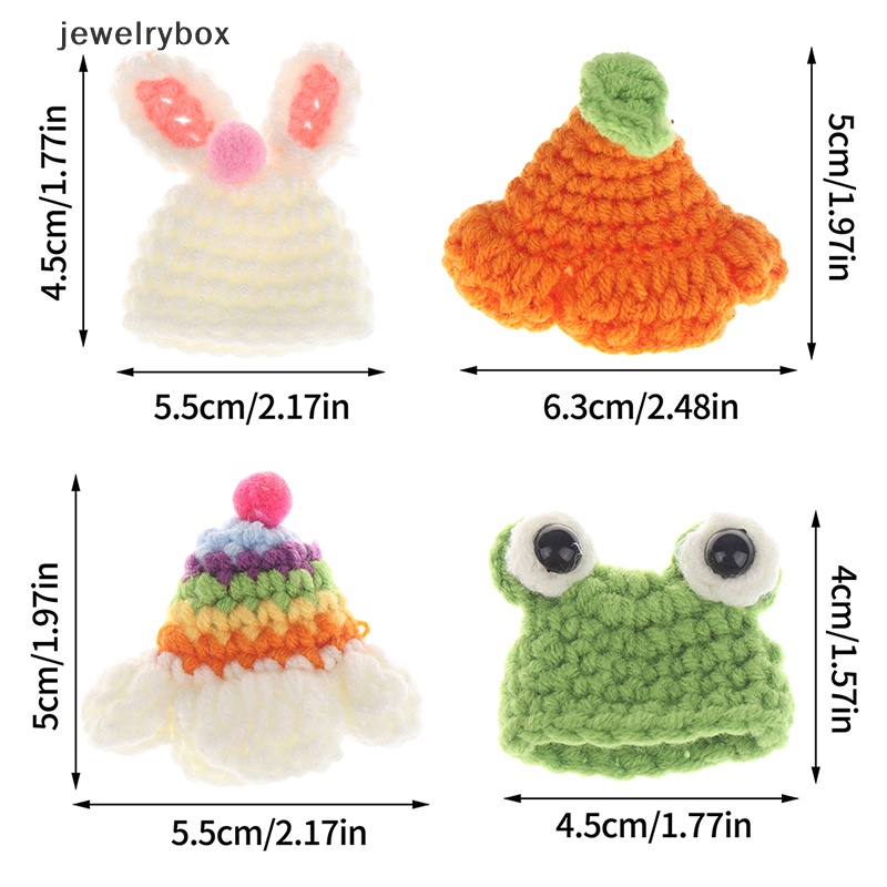 [jewelrybox] 1pc 1: 12rumah Boneka Miniatur Topi Rajutan Kartun Hewan Topi Hujan Kelinci Kodok Kupluk Boneka Dekorasi Mainan Hewan Peliharaan Dekorasi Butik