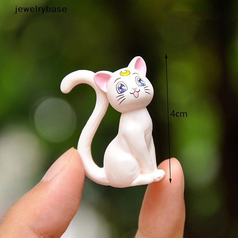 [jewelrybase] 4pcs/set Anime Lucu Sailor Moon Cat Miniatur Dekorasi Kue Figurine PVC DIY Craft Boutique