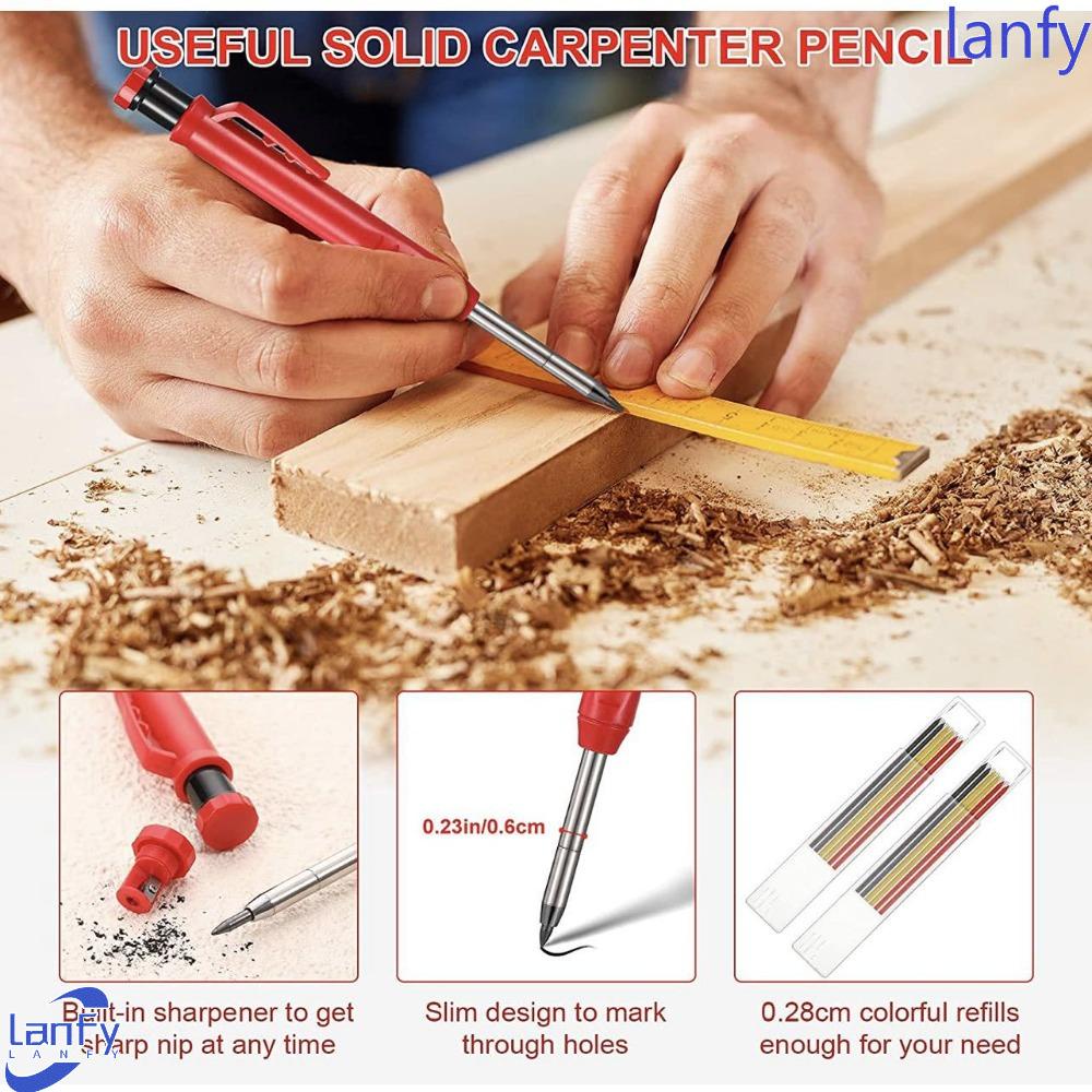 Lanfy Pensil Tukang Kayu Movable Adjustable Drawing Pencil Lead Konstruksi Woodworking Alat Penanda Coret