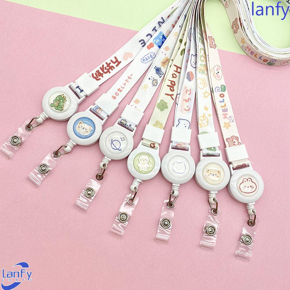 Lanfy Tali Lanyard Retractable Dengan Klip Holder Kartu ID Untuk Sekolah / Kantor