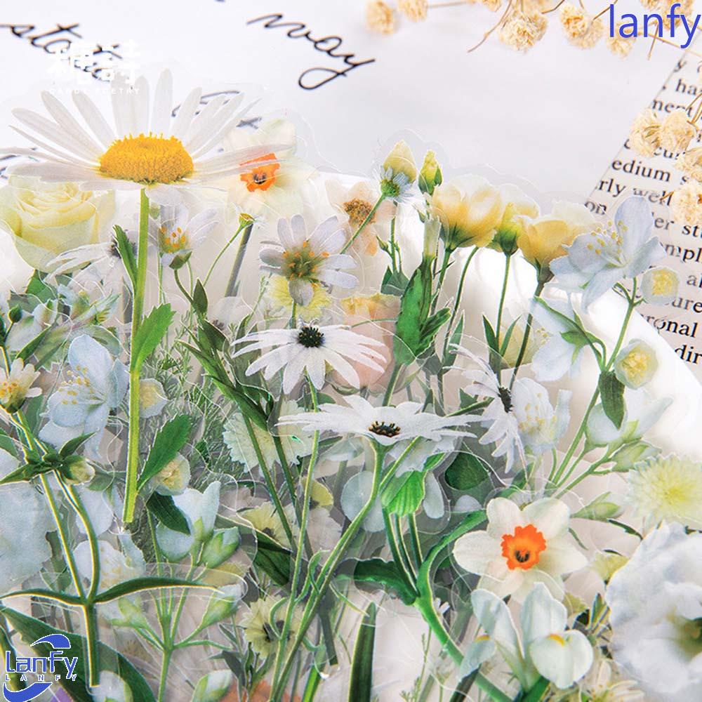 Lanfy Stiker Dekoratif Kreatif Album Indah Decal Flower Label Diary Floral Dekorasi Kertas