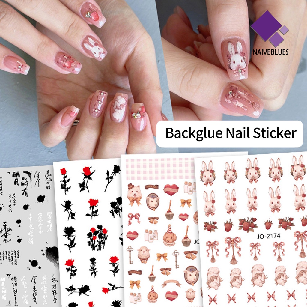 [naiveblues] Stiker Kuku Perekat Diri Tidak Luntur Tahan Jatuh Tahan Air Yang Dapat Dilepas Kuku Sangat Tipis Kembali Manicure Sticker