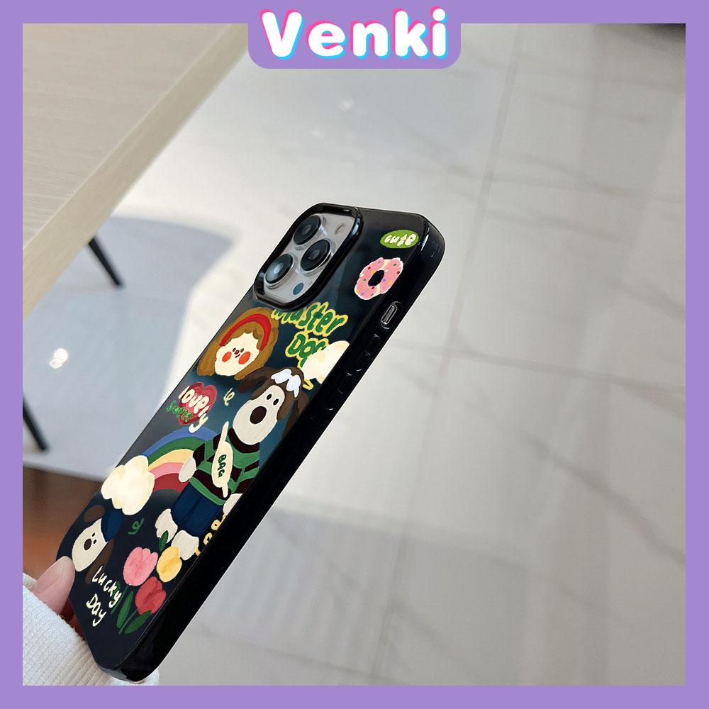 Venki - iPhone14 Case Soft Shell TPU Big Hole Candy Case Cute Puppy Cartoon Black Phone Case Protection Shockproof Compatible with iPhone 13 Pro max 12 Pro Max 11 xr xs max 7 8