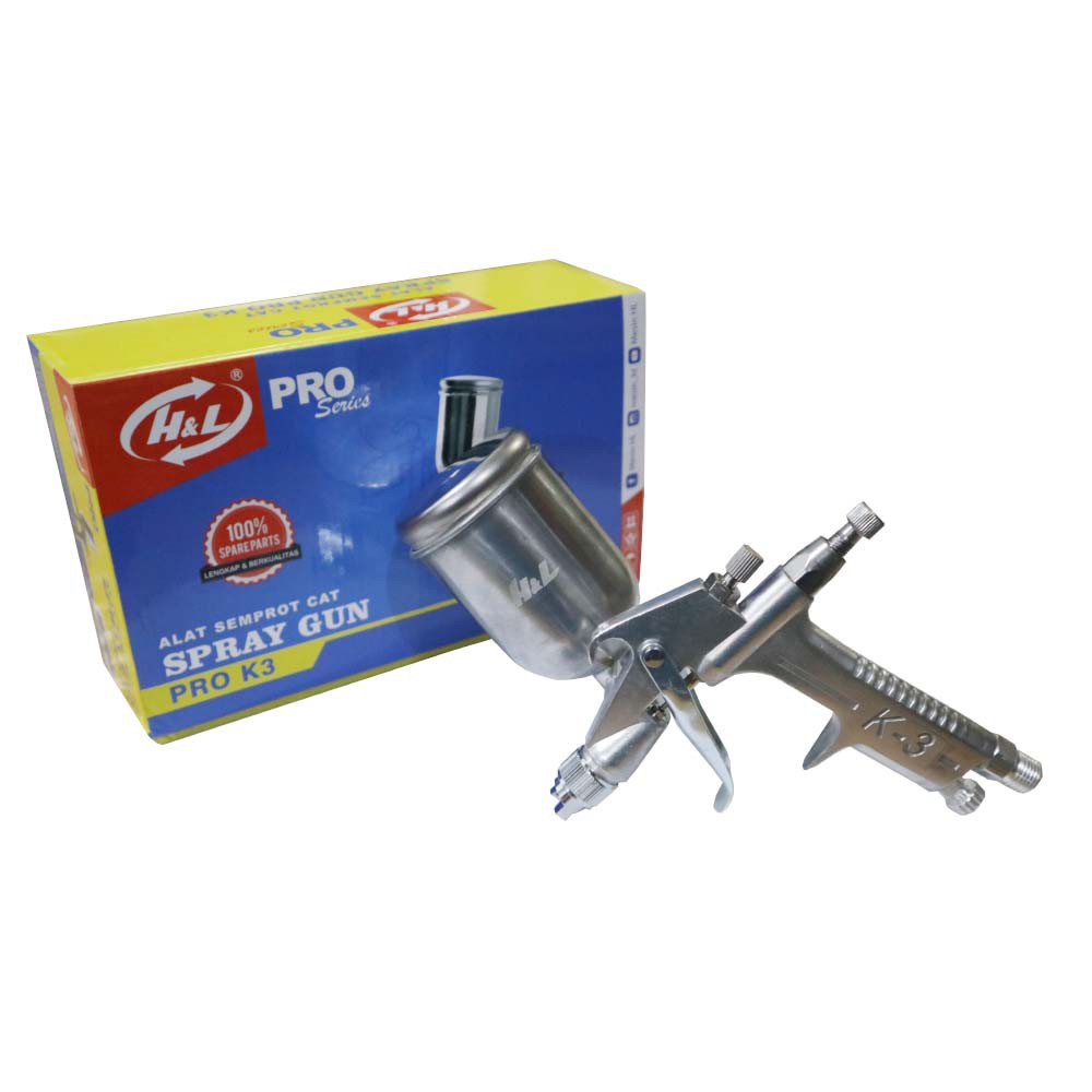 ORIGINAL NEW H&amp;L Spray Gun F75 Spet Alat Semprot Cat Angin Kompresor Tabung Atas F75 Cup 400Cc tersedia juga yukido Japan tekhnology