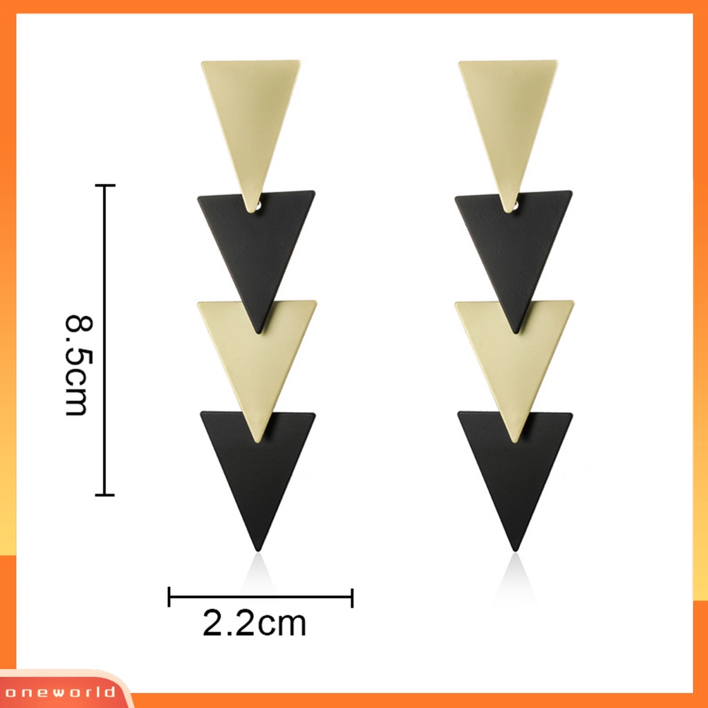 [EONE] 1pasang Anting Menjuntai Kepribadian Berlebihan Mix Warna Liontin Geometris Dekorasi Elektroplating Segitiga Panjang Menjuntai Anting-Anting Perhiasan Aksesori