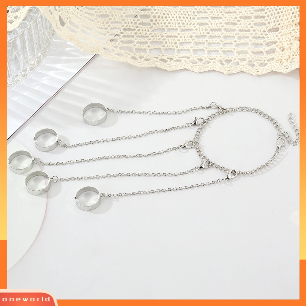 [EONE] Removable Multilayer Rantai Warna Silver Hand Harness Gelang Punk Geometris Pria Cincin Gelang Perhiasan Aksesoris
