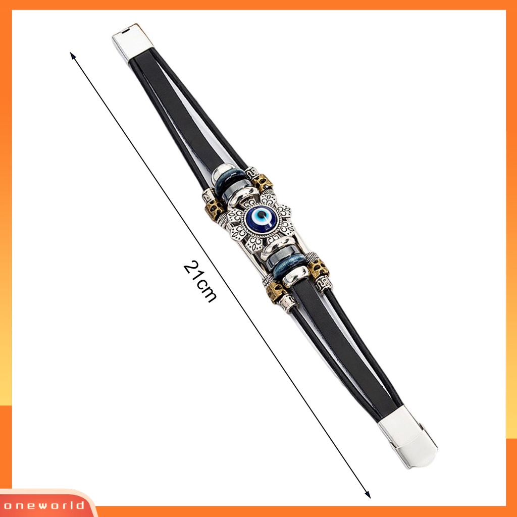 [EONE] Gelang Kulit Imitasi Bohemian Multilayer Beads Vintage Geometris Hias Hadiah Pria Wanita Turki Evil Eye Charm Bracelet Jewelry Untuk Kehidupan Sehari-Hari