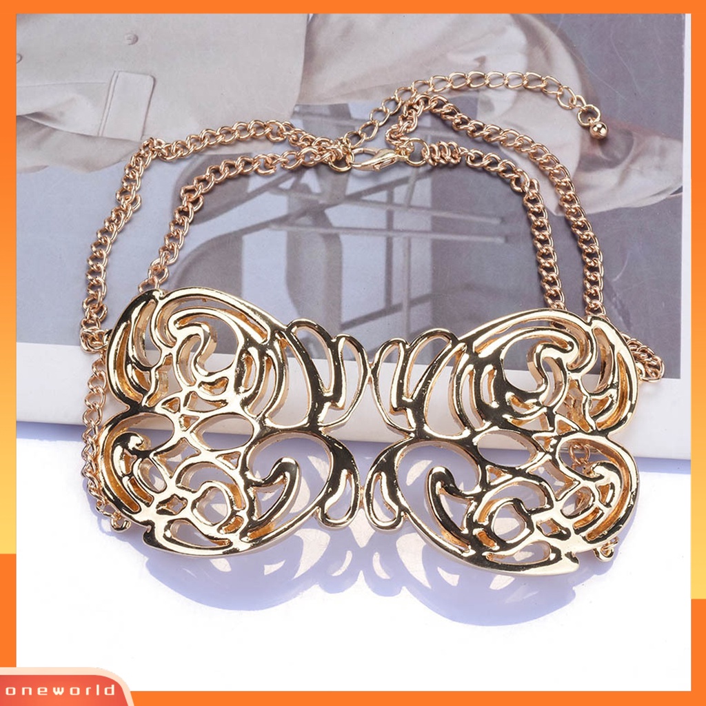 [EONE] Kalung Choker Vintage Hip Hop Shiny Letter MORE Butterfly Dekoratif Hadiah Wanita Rantai Logam Kalung Pendek Retro Perhiasan
