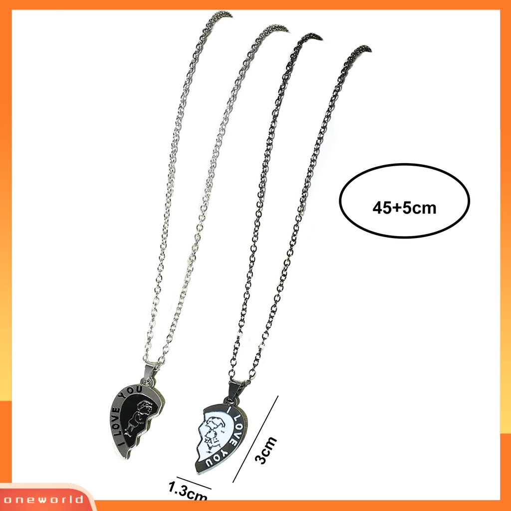 [EONE] 1pasang Liontin Kalung Gaya Vintage Berbentuk Hati Menarik Electroplating Kepribadian Hadiah Valentine Alloy Charm Matching Love Heart Necklace Aksesoris Pasangan