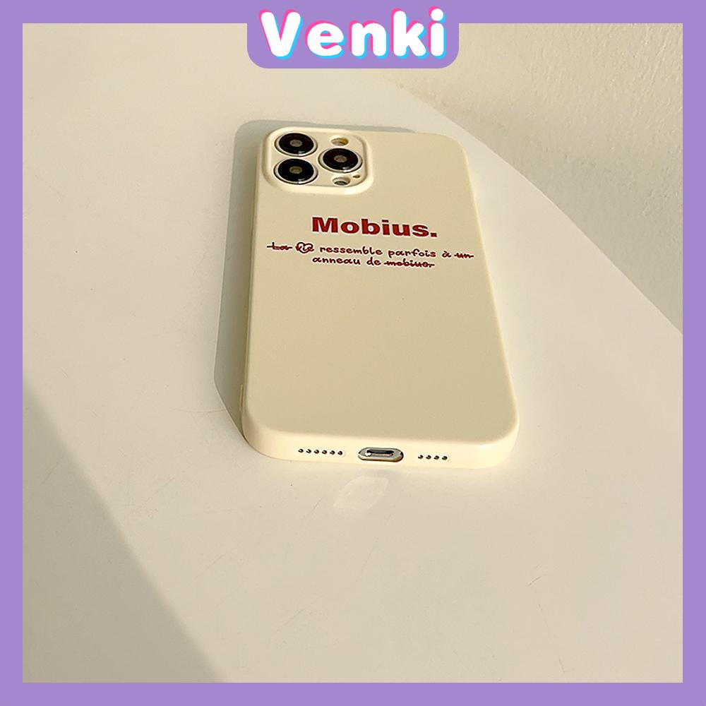 VENKI - For iPhone 11 iPhone Case Cream Glossy Soft Case TPU Shockproof Camera Cover Protection Simple Letters Compatible with iPhone 14 13 Pro max 12 Pro Max xr xs max 7 8Plus