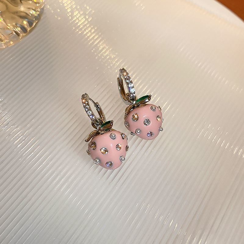 Zirkon Strawberry Anting Temperamen Fashion Korea Temperamen Aksesoris Telinga