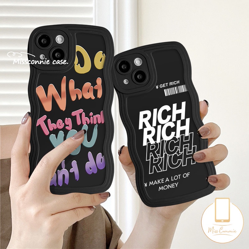 Simple INS Graffiti Letter Case Untuk Redmi Note11 9s 8 10s 9 11s 11 10 Pro POCO M3 X3 NFC Pro Redmi 10C 10A 9T A1 12C 9C 9A 9 10 A1+Mi 11T Pro Soft Tpu Wavy Edge Cover Belakang